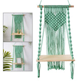 Maxbell Macrame Wall Hanging Shelf Basket Hanger Holder Boho Woven Rope for Home Green