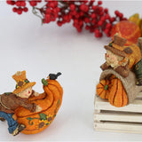 Maxbell Harvest Scarecrows Figurines with Pumpkins Halloween Mantle Tabletop Decor Boy