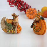 Maxbell Harvest Scarecrows Figurines with Pumpkins Halloween Mantle Tabletop Decor Boy