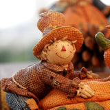 Maxbell Harvest Scarecrows Figurines with Pumpkins Halloween Mantle Tabletop Decor Boy