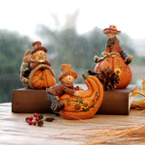 Maxbell Harvest Scarecrows Figurines with Pumpkins Halloween Mantle Tabletop Decor Boy