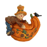 Maxbell Harvest Scarecrows Figurines with Pumpkins Halloween Mantle Tabletop Decor Boy