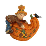 Maxbell Harvest Scarecrows Figurines with Pumpkins Halloween Mantle Tabletop Decor Boy