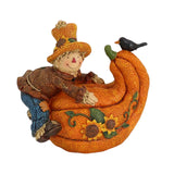 Maxbell Harvest Scarecrows Figurines with Pumpkins Halloween Mantle Tabletop Decor Boy