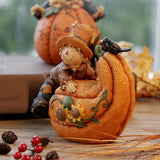 Maxbell Harvest Scarecrows Figurines with Pumpkins Halloween Mantle Tabletop Decor Boy