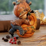 Maxbell Harvest Scarecrows Figurines with Pumpkins Halloween Mantle Tabletop Decor Boy