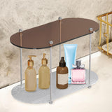 Maxbell Bathroom Storage Rack Makeup Organizer Shower Caddy Shelf Kitchen Coutertop Clear Brown