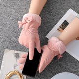 Maxbell Women Winter Warm Gloves Touch Screen Full Finger Thermal Glove Pink