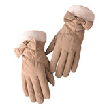Maxbell Women Winter Warm Gloves Touch Screen Full Finger Thermal Glove Khaki