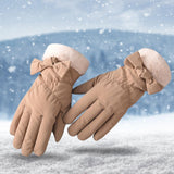 Maxbell Women Winter Warm Gloves Touch Screen Full Finger Thermal Glove Khaki