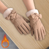 Maxbell Women Winter Warm Gloves Touch Screen Full Finger Thermal Glove Khaki