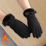 Maxbell Women Winter Warm Gloves Touch Screen Full Finger Thermal Glove Black