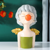 Maxbell Modern girl Statue Creative Ornament for Wedding Green