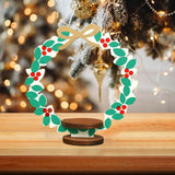 Maxbell Wooden Christmas Standing Wreath Tabletop Decoration Wooden Decorative Sign