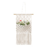 Maxbell Macrame Wall Hanging Storage Basket Hanger Holder for Nursery Decoration 67CMX33CM
