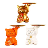 Maxbell Cat Statue Desk Storage Tray Sculpture for Bedroom Entrance Decoration Gold