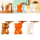 Maxbell Cat Statue Desk Storage Tray Sculpture for Bedroom Entrance Decoration Gold
