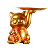Maxbell Cat Statue Desk Storage Tray Sculpture for Bedroom Entrance Decoration Gold