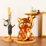 Maxbell Cat Statue Desk Storage Tray Sculpture for Bedroom Entrance Decoration Gold