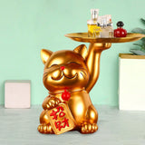 Maxbell Cat Statue Desk Storage Tray Sculpture for Bedroom Entrance Decoration Gold