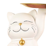 Maxbell Cat Statue Desk Storage Tray Sculpture for Bedroom Entrance Decoration White