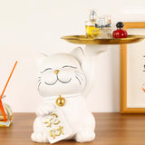 Maxbell Cat Statue Desk Storage Tray Sculpture for Bedroom Entrance Decoration White