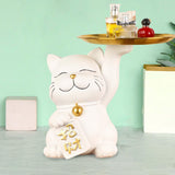 Maxbell Cat Statue Desk Storage Tray Sculpture for Bedroom Entrance Decoration White