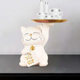 Maxbell Cat Statue Desk Storage Tray Sculpture for Bedroom Entrance Decoration White