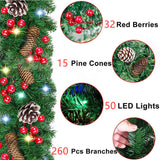 Maxbell 2.7M Christmas Garland Lightweight Hanging for Chandeliers Rooms Indoor