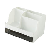 Maxbell Desktop Cosmetic Storage Box Organizer with Drawer for Dresser Bedroom White