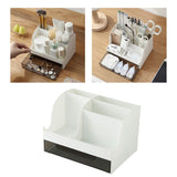 Maxbell Desktop Cosmetic Storage Box Organizer with Drawer for Dresser Bedroom White