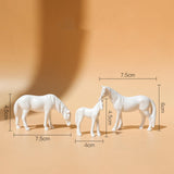 Maxbell 3Pcs Resin Small Horse Miniatures Figurines Micro Animal Statues for Desktop White