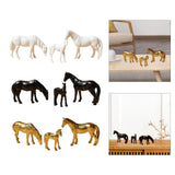 Maxbell 3Pcs Resin Small Horse Miniatures Figurines Micro Animal Statues for Desktop White