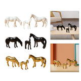 Maxbell 3Pcs Resin Small Horse Miniatures Figurines Micro Animal Statues for Desktop White