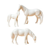 Maxbell 3Pcs Resin Small Horse Miniatures Figurines Micro Animal Statues for Desktop White