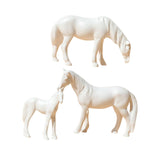 Maxbell 3Pcs Resin Small Horse Miniatures Figurines Micro Animal Statues for Desktop White