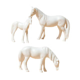 Maxbell 3Pcs Resin Small Horse Miniatures Figurines Micro Animal Statues for Desktop White