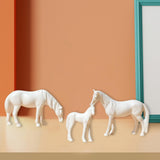 Maxbell 3Pcs Resin Small Horse Miniatures Figurines Micro Animal Statues for Desktop White