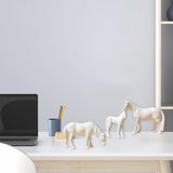 Maxbell 3Pcs Resin Small Horse Miniatures Figurines Micro Animal Statues for Desktop White