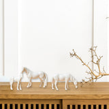 Maxbell 3Pcs Resin Small Horse Miniatures Figurines Micro Animal Statues for Desktop White