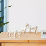 Maxbell 3Pcs Resin Small Horse Miniatures Figurines Micro Animal Statues for Desktop White