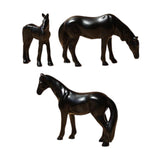Maxbell 3Pcs Resin Small Horse Miniatures Figurines Micro Animal Statues for Desktop Black