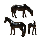 Maxbell 3Pcs Resin Small Horse Miniatures Figurines Micro Animal Statues for Desktop Black