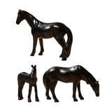 Maxbell 3Pcs Resin Small Horse Miniatures Figurines Micro Animal Statues for Desktop Black