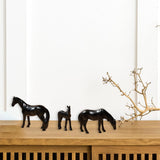 Maxbell 3Pcs Resin Small Horse Miniatures Figurines Micro Animal Statues for Desktop Black