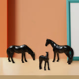 Maxbell 3Pcs Resin Small Horse Miniatures Figurines Micro Animal Statues for Desktop Black