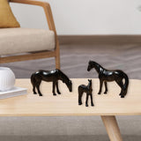 Maxbell 3Pcs Resin Small Horse Miniatures Figurines Micro Animal Statues for Desktop Black