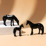 Maxbell 3Pcs Resin Small Horse Miniatures Figurines Micro Animal Statues for Desktop Black