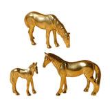 Maxbell 3Pcs Resin Small Horse Miniatures Figurines Micro Animal Statues for Desktop Gold