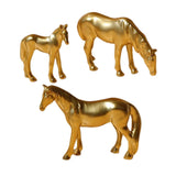 Maxbell 3Pcs Resin Small Horse Miniatures Figurines Micro Animal Statues for Desktop Gold